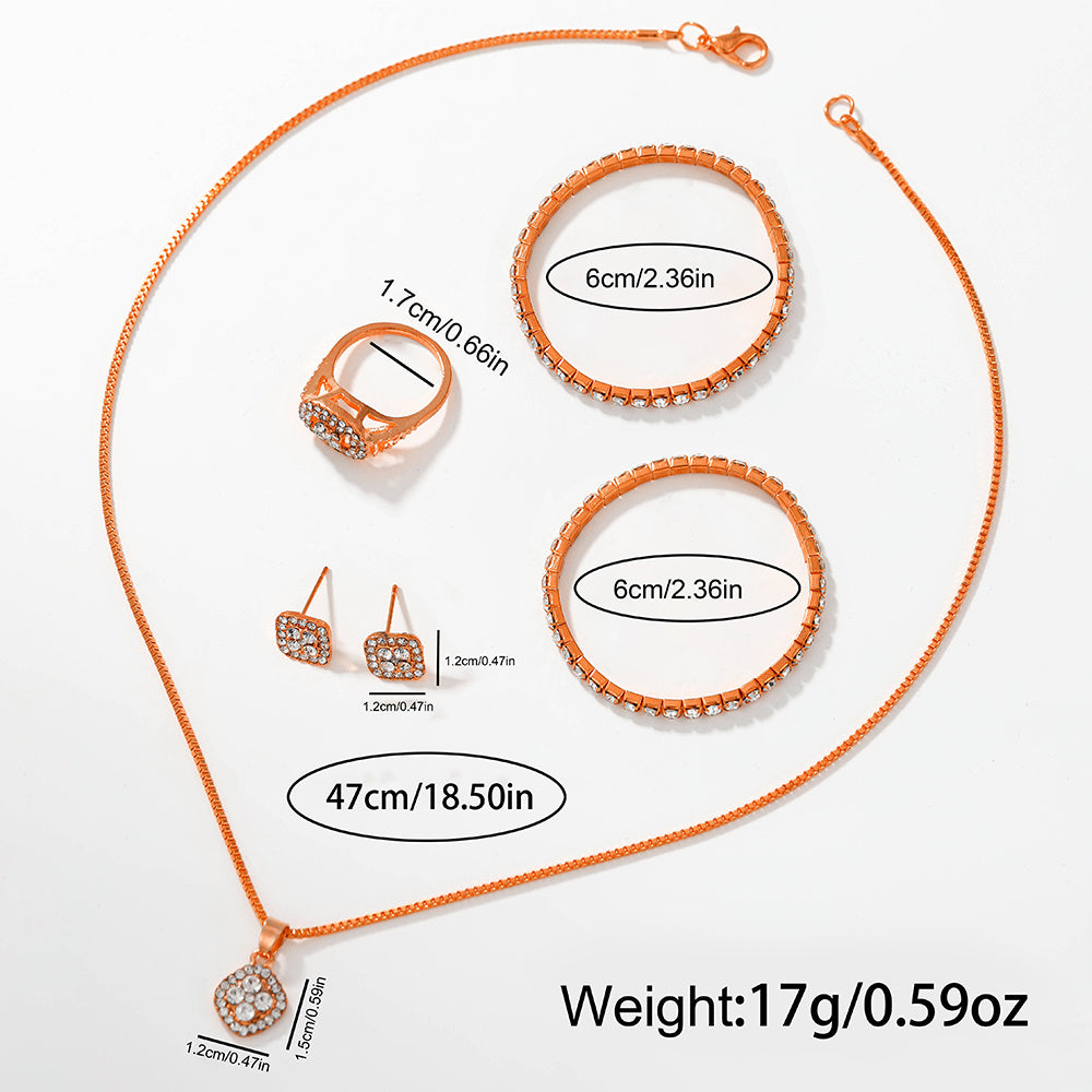 NEW 6 PCS Set Minimalist Quartz Watch & Gift Set - Stainless Shockproof Wristwatch with Matching Necklace, Earrings, Bracelet & Ring - Elegant Digital for Birthdays,, Graduations - Luxury Matching