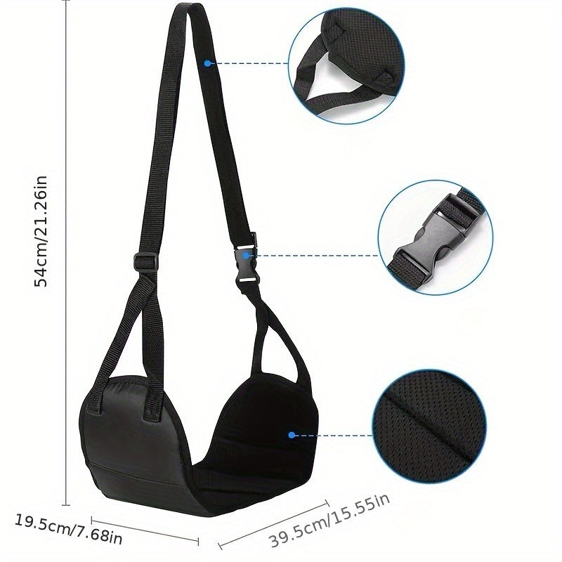 Airplane Travel Black Footrest Portable Adjustable Strap for Travel Lightweight Desk Hammock Leg Rest for Airplanes, Offices, Outdoors, and Cars.