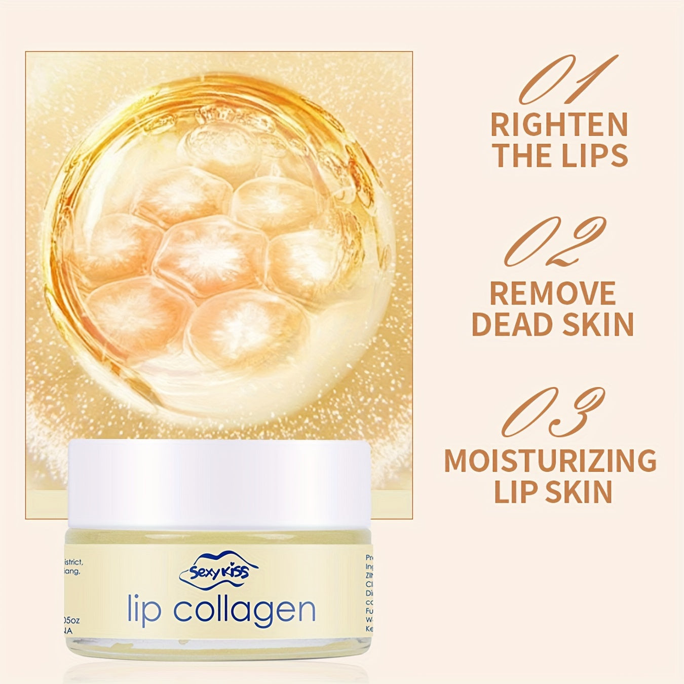 Lip Mask with Collagen and Hyaluronic Acid, 20g Hydrating Overnight Dry Cracked Lips Treatment, Exfoliating and Brightening, Long-Lasting Moisture with Silicone Lip Brush, Day and Night Use, Gift for Women