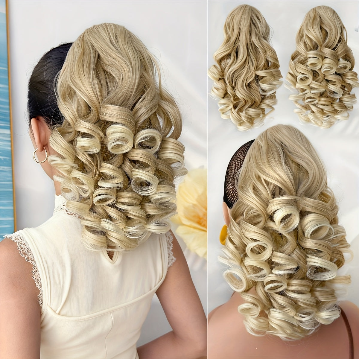 14-Inch (36cm) Clip-In/R Clip-On Hair Extensions - Dark Brown/Red/Burgundy Ombre Body Wave Synthetic Hair with Natural Layers, Volume & Soft Waves for Women &, Instant Length for Ponytails, Braids, Dreadlocks-like Styles