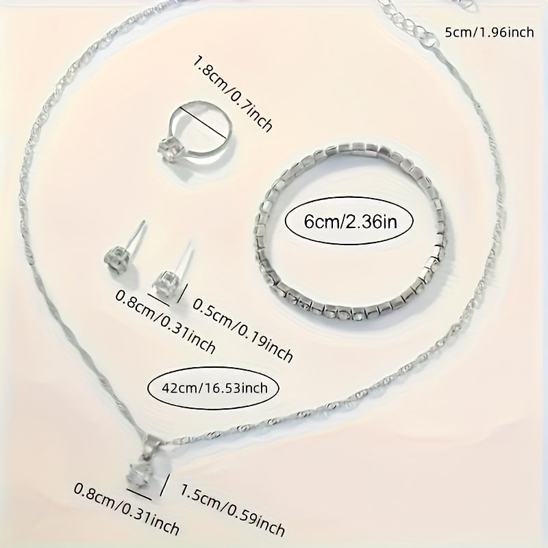 3 Colors 6PCS Set New Ladies' Gorgeous And Fashionable Silvery Quartz Watch +new Silvery Jewelry Set Valentine's Day, Easter, Ramadan, Wedding, Birthday Party, Christmas Horror, Halloween, Give Friends Gifts Eid Al Adha