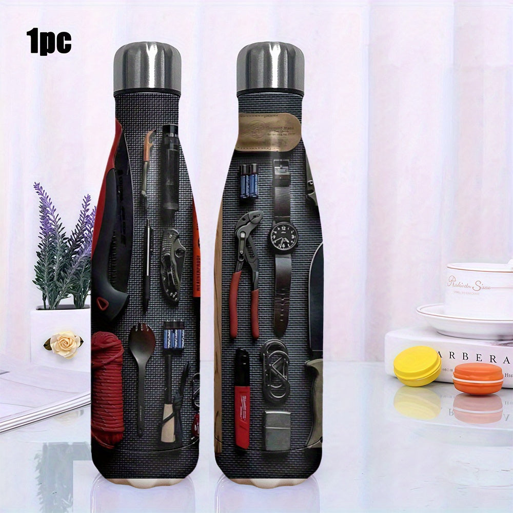 Heavy-Duty Survival Tumbler with Multi-Tool Cup - 17.5oz Double-Wall Vacuum Insulated, Leakproof Thermos with Built-in Knife, Fire Starter, Pliers & Compass Holder - Ideal for Camping, Hiking, Emergency Kit