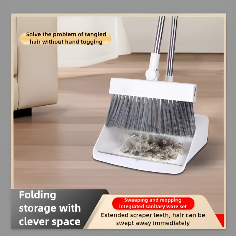 3-in-1 Set Home Cleaning Kit: Soft Bristle Broom, Dustpan & Brush Combo - Non-Stick Hair, Ideal for Home, Office, School, Dorm - Perfect Christmas Gift, Cleaning Brush
