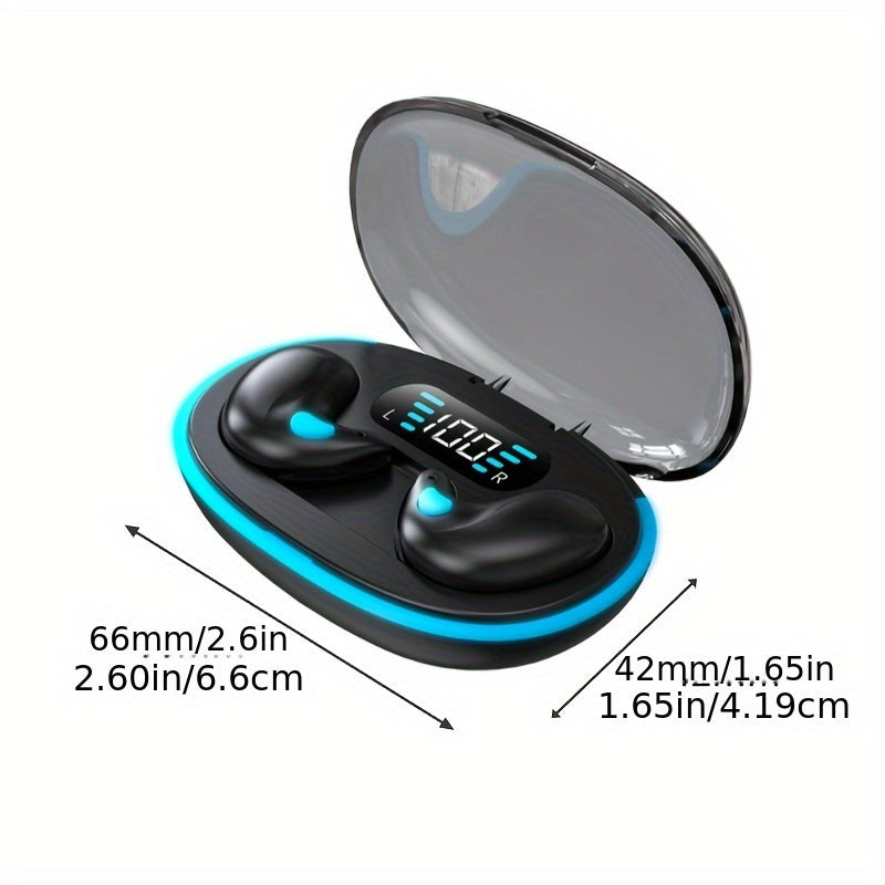 NEW Arrivals Wireless Earphones Feature Painless Wearing for Long Hours, High - Quality Heavy Bass Sound, Cool Lighting, Smart Digital Display, and Long Battery Life, Transparent Canopy.