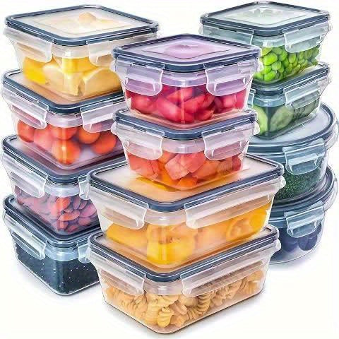 12 PCS Set Container Set, Food Storage Containers With Lids, Easy Snap Lock And Plastic Container Set, For Picnic, Camping, Office And School, Kitchen Supplies