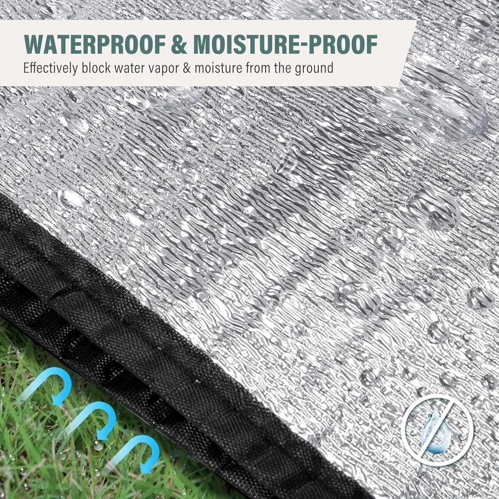 2 PCS Set 2x1M  All-Season High Quality & Insulating Camping Beach Mat - Large Durable Aluminum Foil & EPE Fabric, Portable Foldable Outdoor Picnic Mat, Moisture-Proof Easy Clean Hand Washable, Multiple Sizes for Camping, Pic