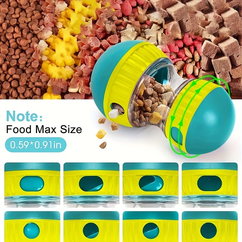 Interactive Treat Dispenser Toy for Cats And Dogs - Features a Rotating Swing Design, Suitable for All Breeds As a Slow Feeder, Made of Blue And Yellow Plastic, Promoting Fun And Healthy Eating for Pets, Without Battery