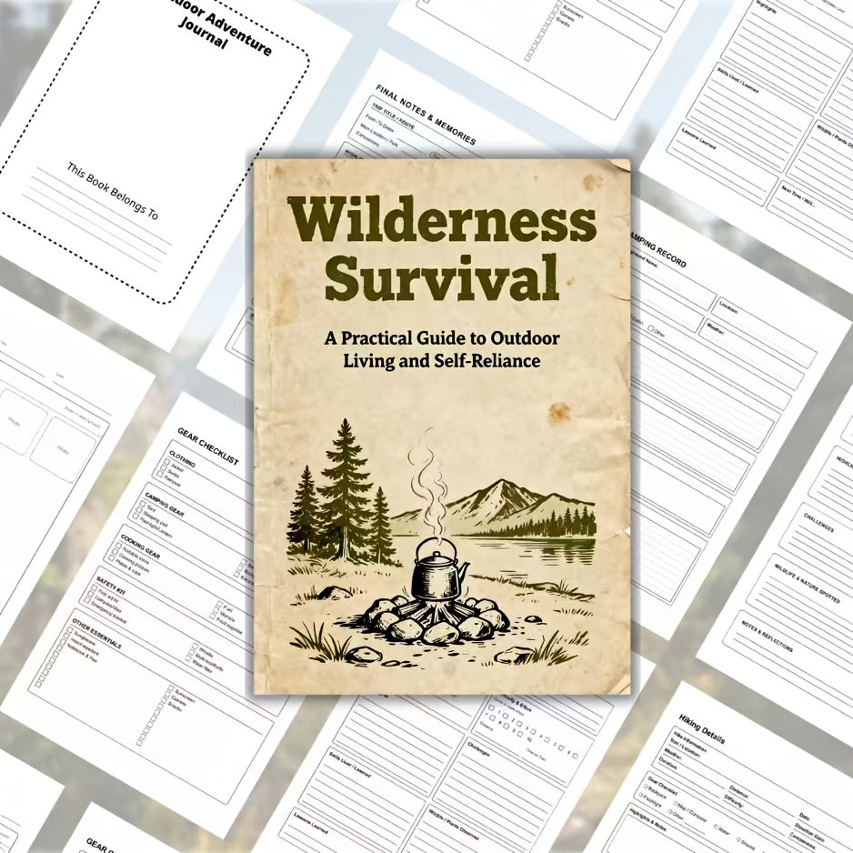 Wilderness Survival Journal for Camping, Hiking & Bushcraft – Outdoor Skills Bible with Fire-Making, Shelter Building, Water Purification, Hunting & Emergency Tips for Preppers & Nature Lovers