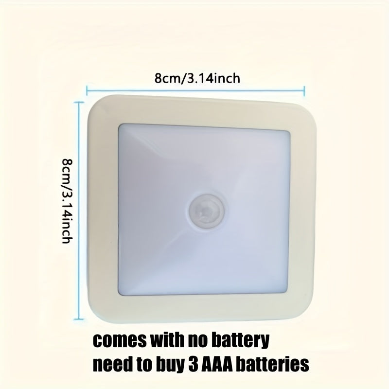 6PCS Set-LED Motion Sensor Stair Wall Light, Battery-Powered Wireless Night Light for Under Cabinet, Hallway, Stairs, Closet, Kitchen - Indoor Use for Christmas, ≤36V, IP44, with Electronic Components, Batteries Not Include