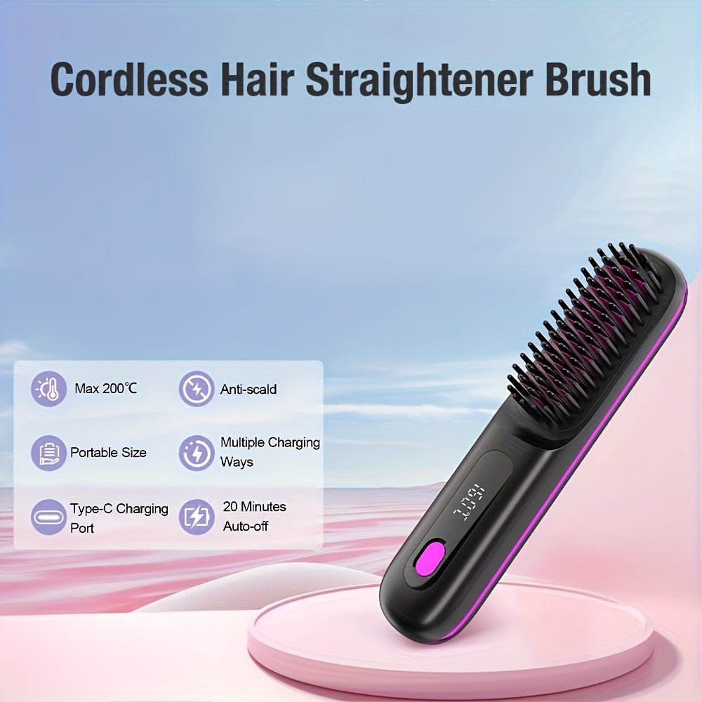 NEW Set Portable Straightening Comb, Quick Hair Straightener, Straightening Styling Tool, Smart Digital Display Precise Temperature Control. Long-Lasting Hold Without Damaging Hair, Straightening and Curling Dual Use