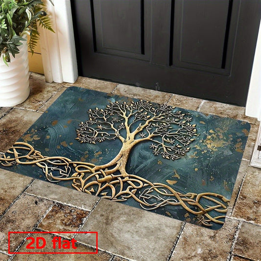 *TREE OF LIFE*  Outdoor Door Flannel Mat, Flannel Decorative Mat, Indoor/Outdoor Entrance Doormat Suitable for Doors, Living Room, Bedroom, Kitchen, Dining Room, Bathroom, Balcony, Home Decor Floor Mat Laundry Room Mat.