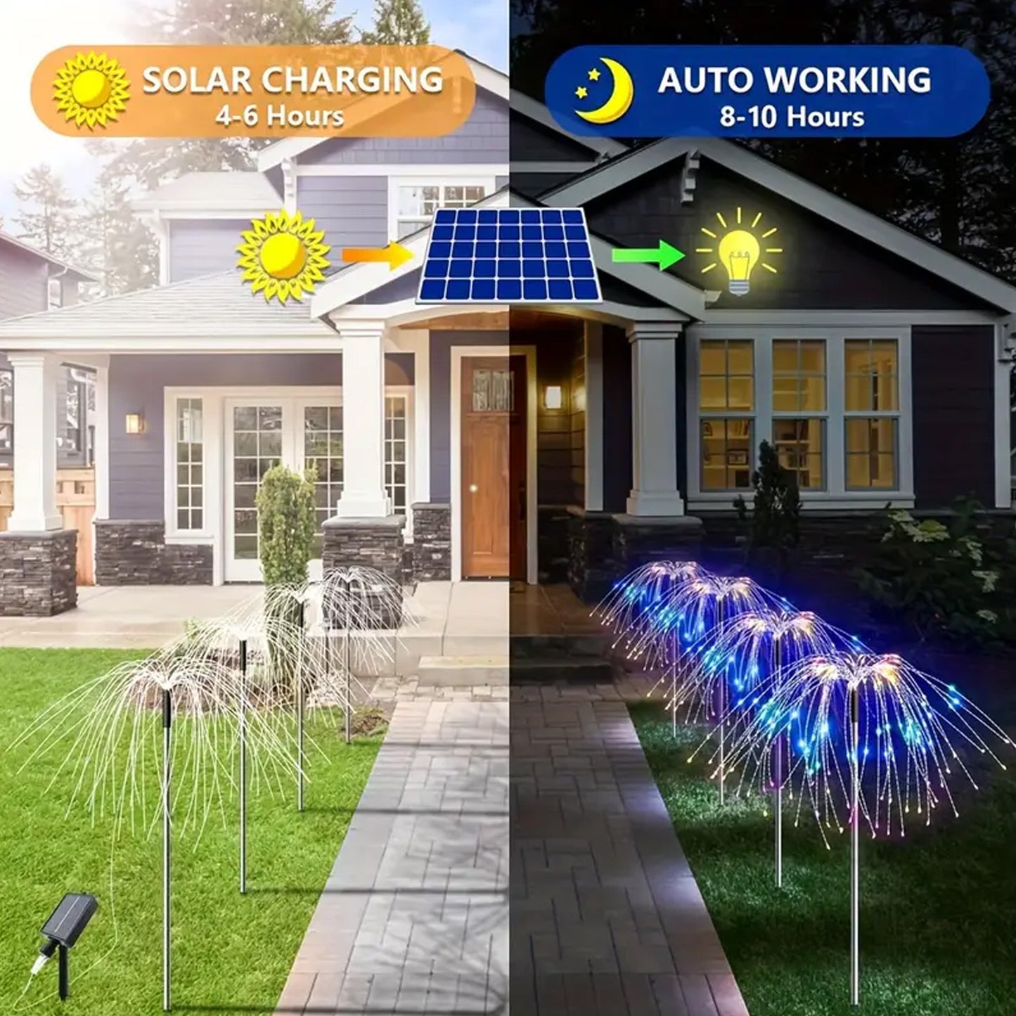 4 Pack Solar Firework Lights, Solar Garden Lights, 320/240 LED 8 Modes IP 65 Copper Wires String DIY Landscape Light for Outside, Wedding, Party, Patio Home Lawn Christmas Decorative, Christmas lights-Outdoor Lighting