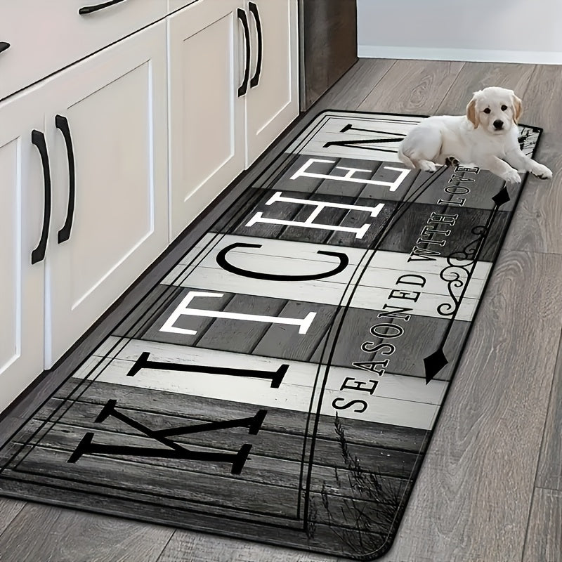 Extra Long Kitchen & Dining Mat | Modern & Italian Text Design, Machine Washable, Durable Polyester, Easy-Clean Rectangular Floor Mat for Kitchen, Living Room, Laundry Room
