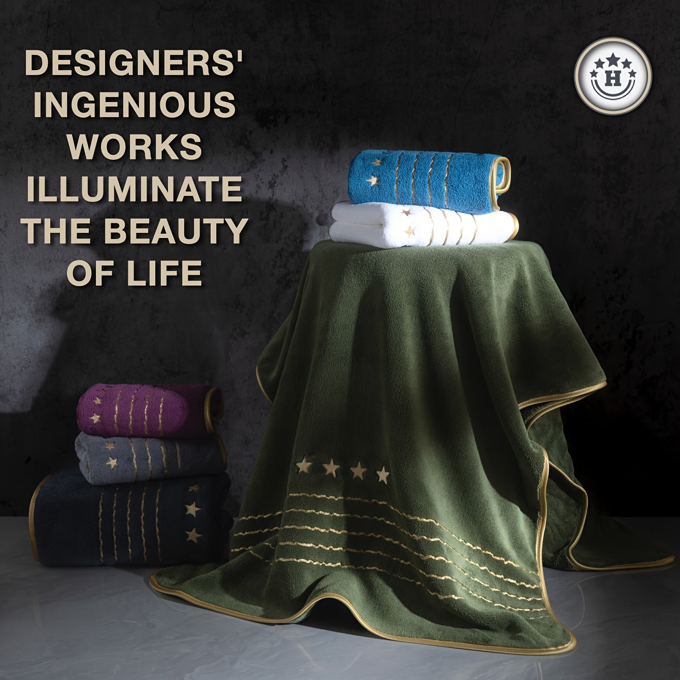 4/6-PCS Set Ultra-Soft Golden Thread Light Luxury Five-Star Embroidered Towel Bath Towel Set, 2 Bath Towels 69.85 X 139.95 cm, 2 Hand Towels 34.04 X 74.93 cm, 2 Washcloths 34.04 X 34.04 cm, Perfect for Home, Hotel, and Spa Us