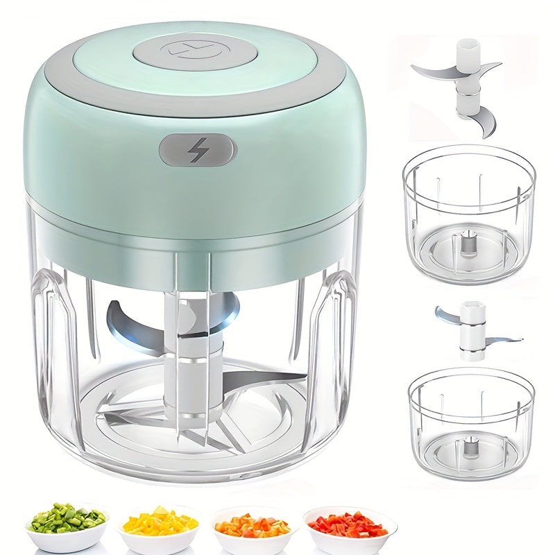Electric Food Processor, Meat Grinder, Vegetable Chopper, Electric Garlic Chopper, 250ml USB Rechargeable Mini Chopper, Powerful Small Food Processor, Vegetable Mixer, Wireless Food Chopper for Ginger, Chili, Fruits, Meat, E