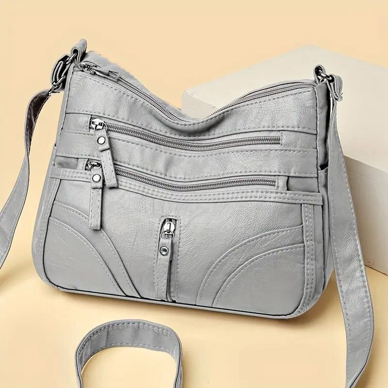 Women's Single Shoulder Bag - Multi-layered New Style Fashionable and Versatile Crossbody Bag for Both Men and Women, Suitable for Casual Use. [The Zipper Direction Is Random]