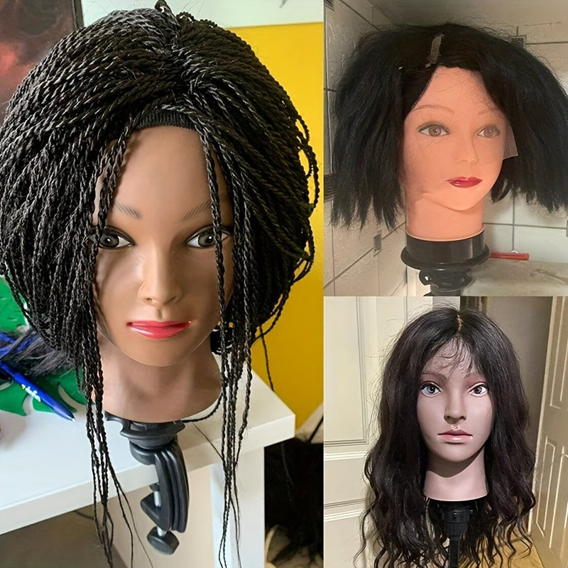 Unisex Adult Makeup Rubber Mannequin Head with Realistic Light Beige Texture & Expressive Eyes - Durable Rubber Wig Stand for Cosmetology Training, Makeup Practice, Wig Display - Portable & Easy to Clean, Makeup Practice Tool