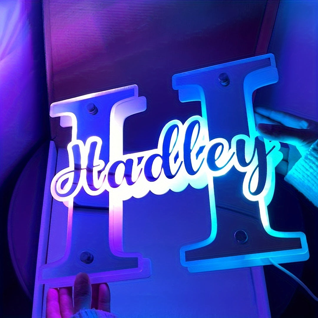 Customized bedroom personalized double-sided letter LED mirror light, USB power supply, suitable for room wall, bathroom, neon light mirror, Christmas Valentine's Day birthday gift (1pc)