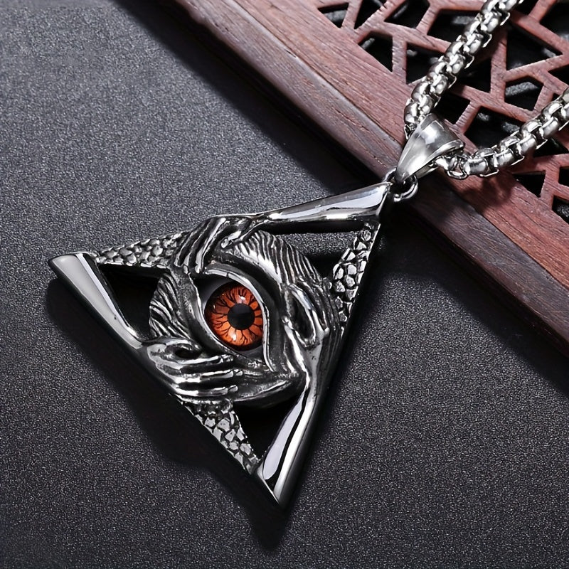 Illuminati Vintage Religious Style Triangular Eye Freemason Women Men's High Quality Metal Pendant Necklace Classic Gothic Punk  Amulet Mysticism Secret Sociates Products Jewelry Accessories