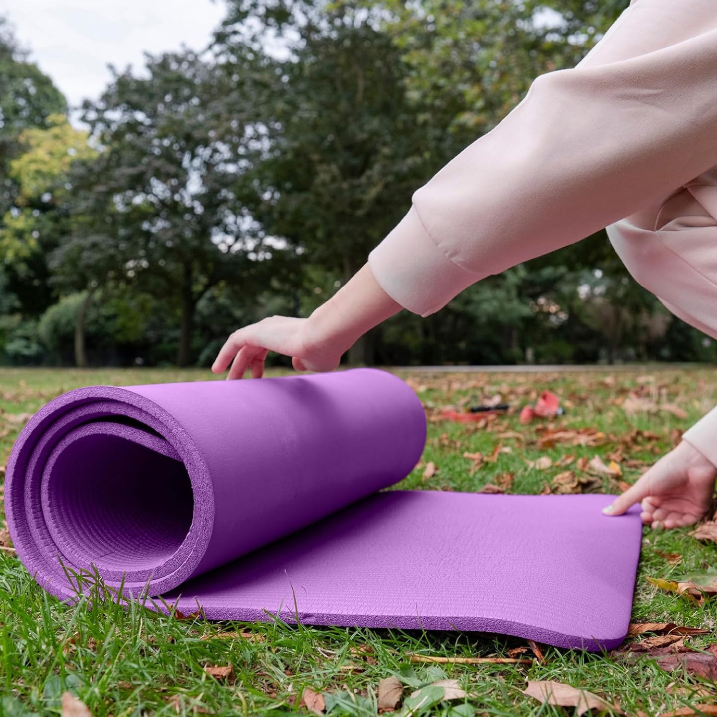 3 PCS Set Premium Yoga Mat – Non-Slip, Extra Thick Exercise Mat Pack of 3 (Purple)