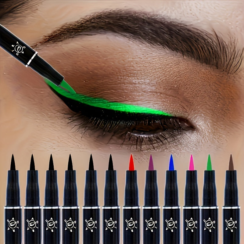 12pcs Set Liquid Eyeliner Pens - Long-Lasting, Waterproof, Smudge-Resistant, Multi-Color Options (Green, Purple, Pink, Orange, Yellow, Red, Brown, ) - Easy Application For Everyday & Special Occasions, Eyeliner For Eyebrows,