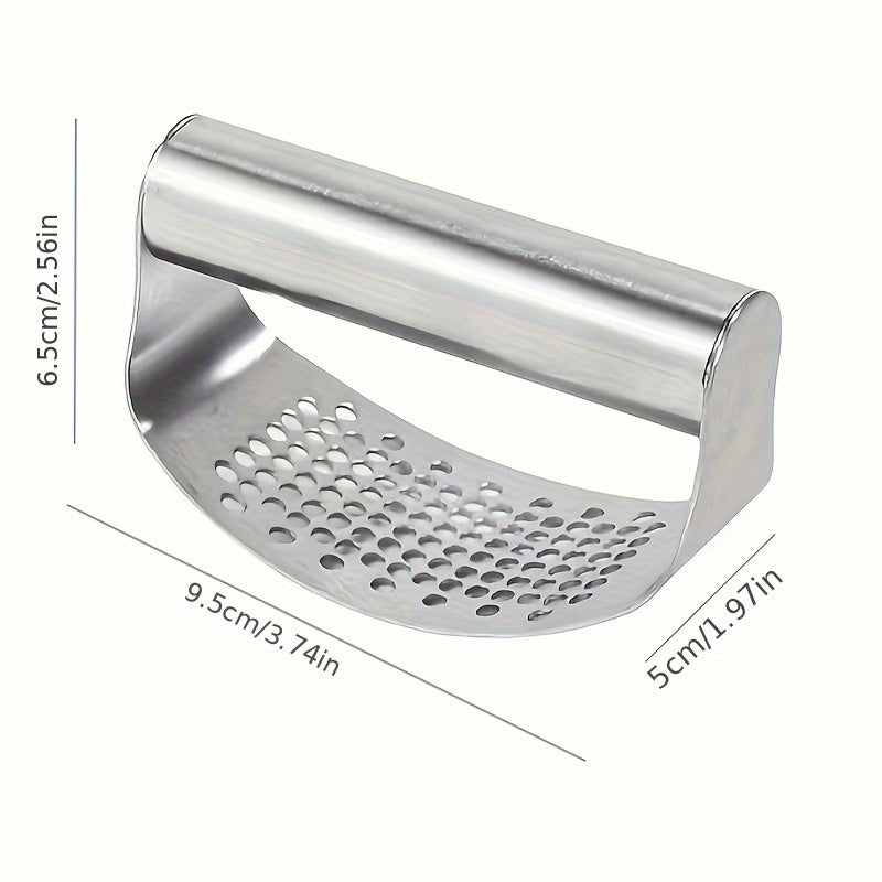 4 Colors Stainless Steel Garlic Press - Manual Garlic Crusher with Ergonomic Handle, Durable Kitchen Tool for Crushing Garlic, No Electricity Needed, Easy to Clean, Perfect for Home Cooking, Garlic Crusher for Kitchen, Cookin
