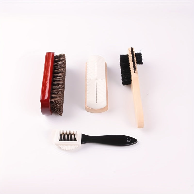 NEW 7pcs Variety Shoe Brush Kit - Double-Sided Shoe Polish Applicator & Horse Hair Brushes for Polishing - Nubuck & Suede Brush for Shoes, Soft Leather Cleaning with Microfiber Cloth