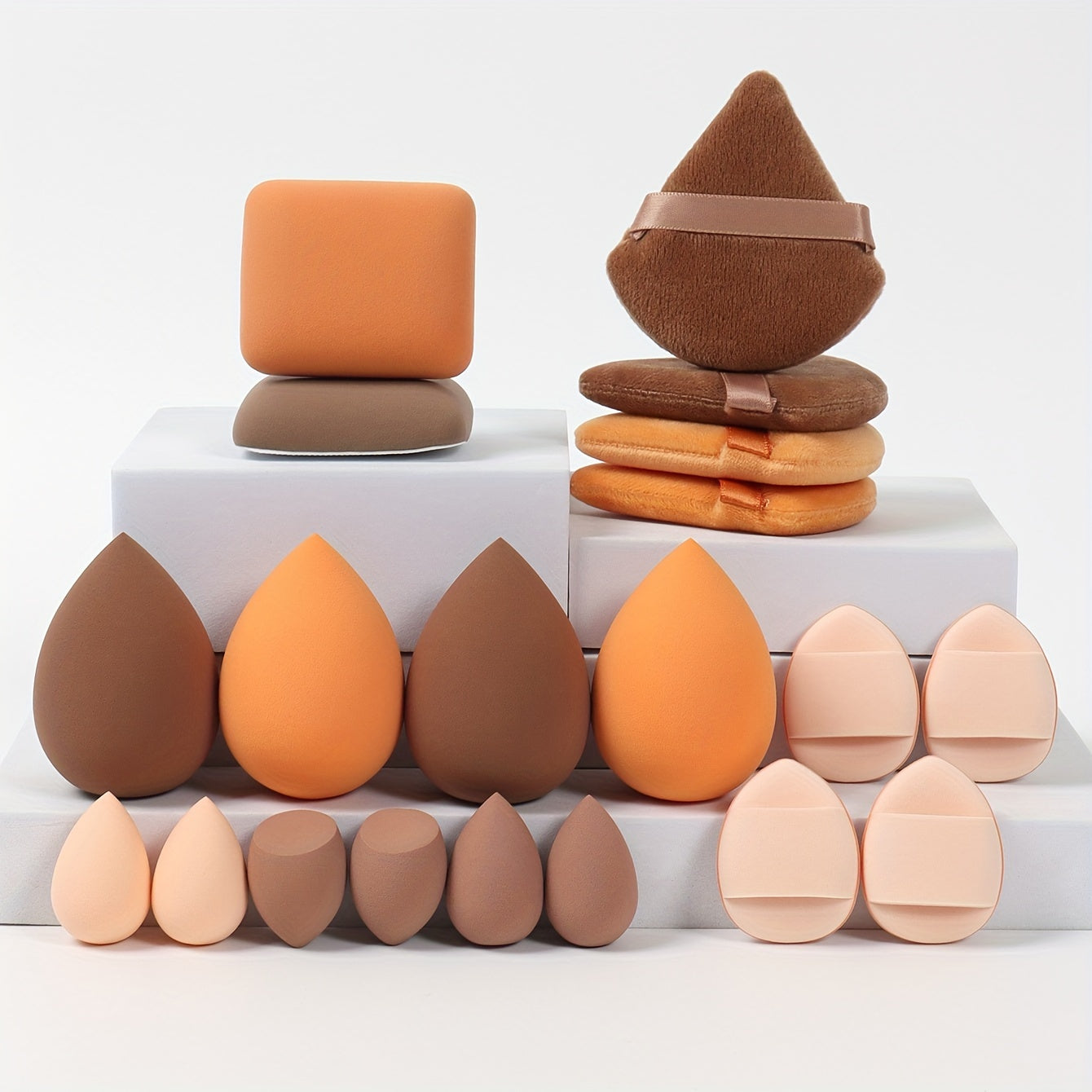 20 PCS Set Marshmallow Set, 2 Cushion Puffs & 4 Loose Powder Puffs & 4 Makeup Sponges & 6 Makeup Sponges & 4 Cushion Puffs, Beauty Makeup Sponge Mixed with Bb Cream, Foundation, Concealer, Especially Suitable for Covering Loc