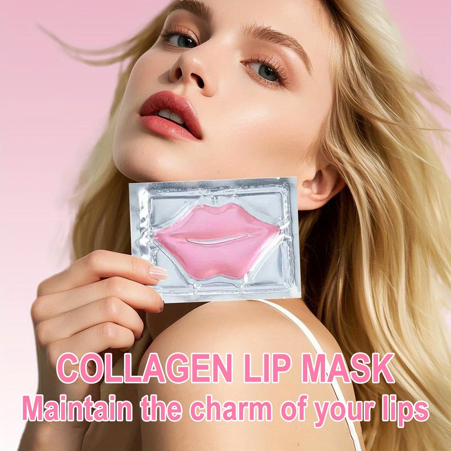 40 PCS Set of Collagen Pink Lip Mask, Providing Long-lasting Nourishment, Moisturization, Overnight Lip Mask, Individually Wrapped Lip Patch, Brightening Lip Skin, Making Lip Skin Brighter and More Delicate, Suitable for All