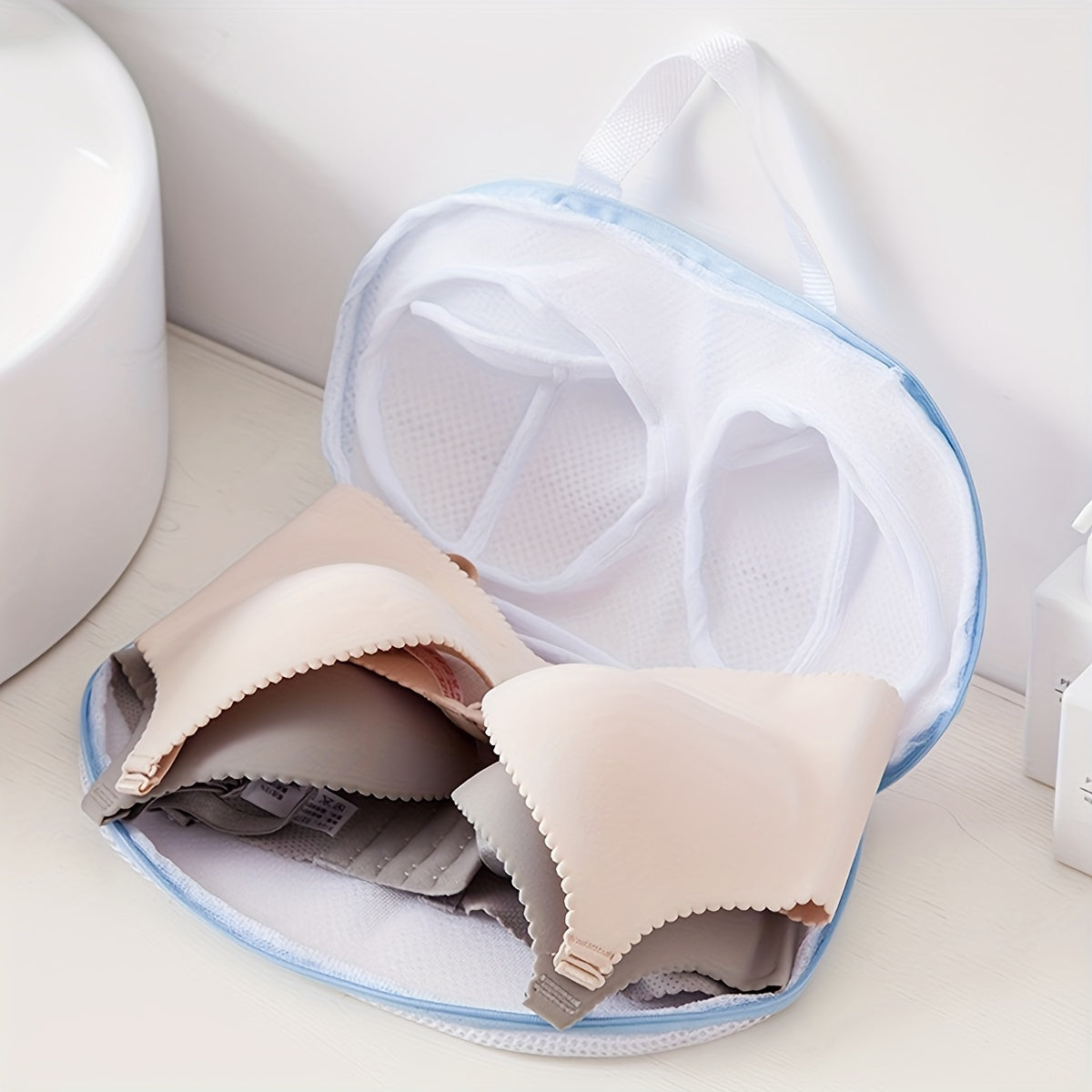 A Bra Washing Bag - a Durable Mesh Laundry Protection Bag with a Zipper Closure, Suitable for Delicate Garments, Lingerie, And Socks, Laundry Bags