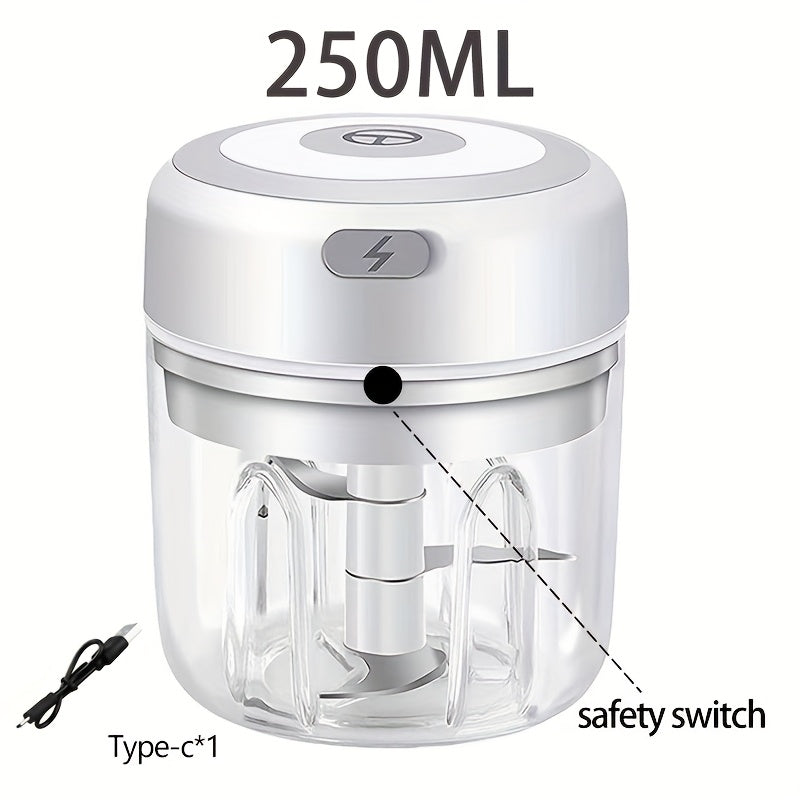 Electric Food Processor, Meat Grinder, Vegetable Chopper, Electric Garlic Chopper, 250ml USB Rechargeable Mini Chopper, Powerful Small Food Processor, Vegetable Mixer, Wireless Food Chopper for Ginger, Chili, Fruits, Meat, E