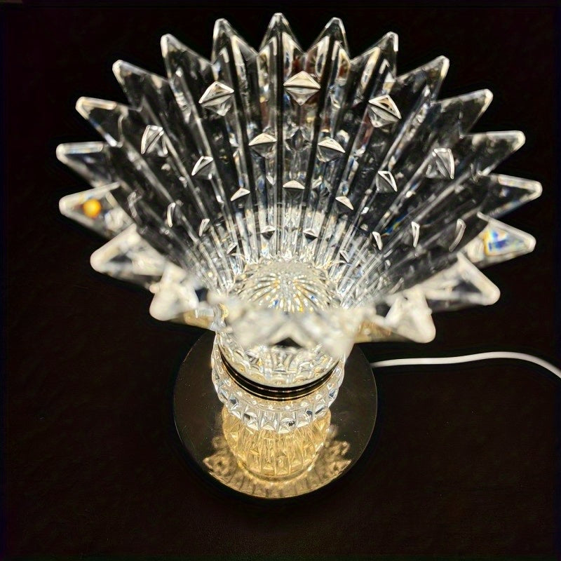Crystal Table Lamp - Three Light Adjustment Brightness, Modern Feather Design, USB Powered with Touch Control - Perfect for Bedside Tables, Desks, Living Rooms, Bedrooms, and Home Office Decor, Lamp For Room, Nightstand Lamp,