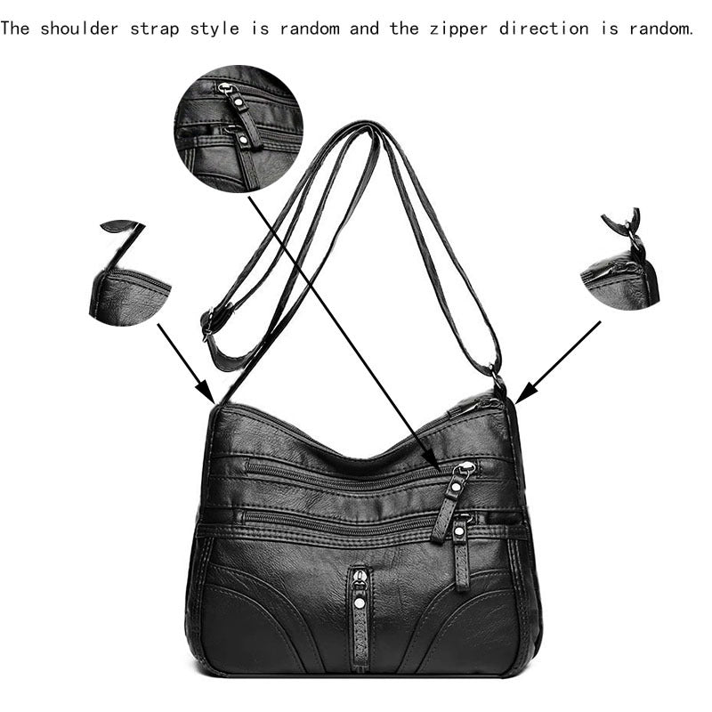 Women's Single Shoulder Bag - Multi-layered New Style Fashionable and Versatile Crossbody Bag for Both Men and Women, Suitable for Casual Use. [The Zipper Direction Is Random]