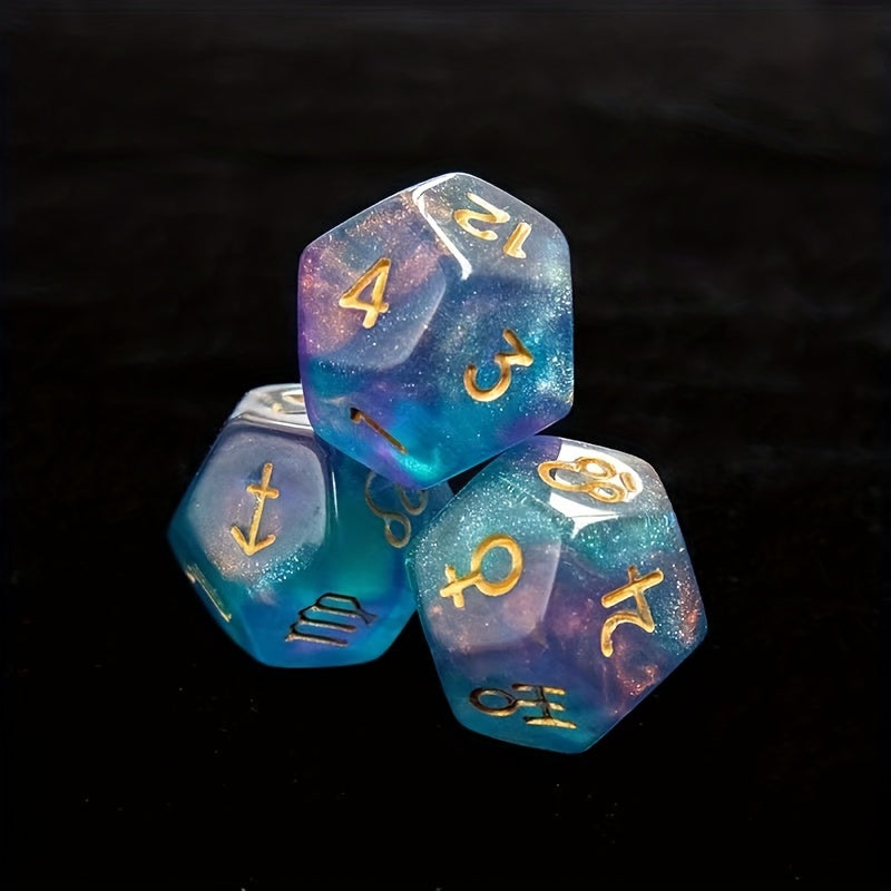 3 PCS Set Astrology Dice, Signs Planets Numbers 12-Sided Dice Divination Tool for Party Event