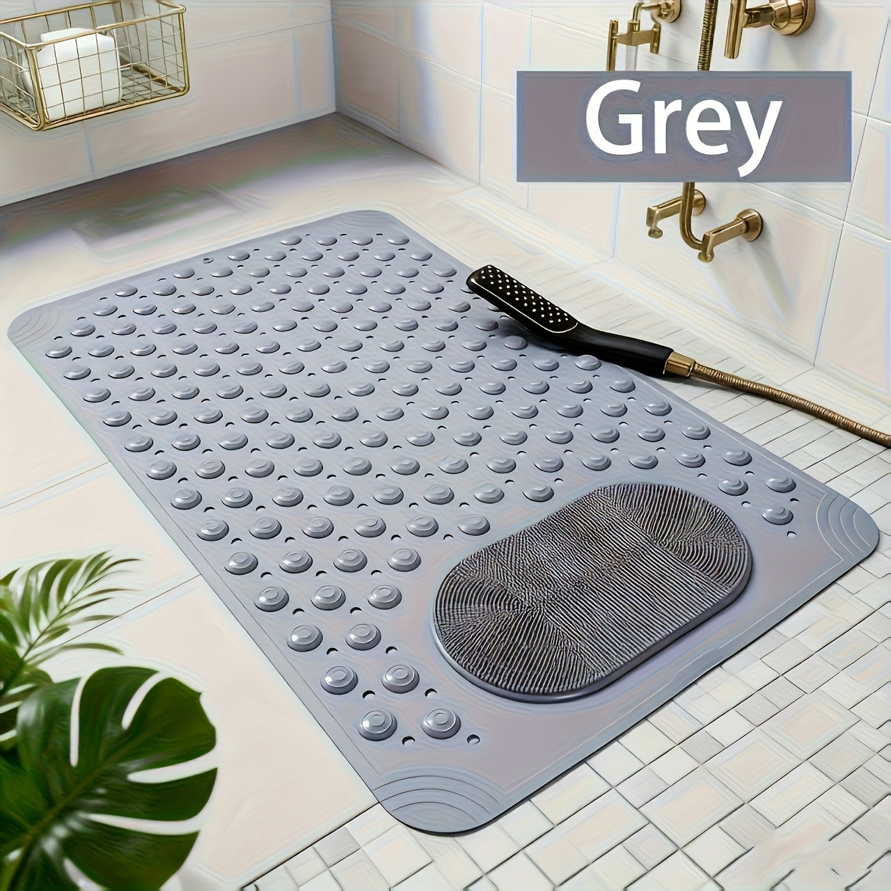 Non-Slip Massage Shower Green Mat, Safety Pad for The Bathroom - Rectangular Shower Mat And Bathroom Non-Slip Pad, a Must-Have for Home Bathroom Accessories