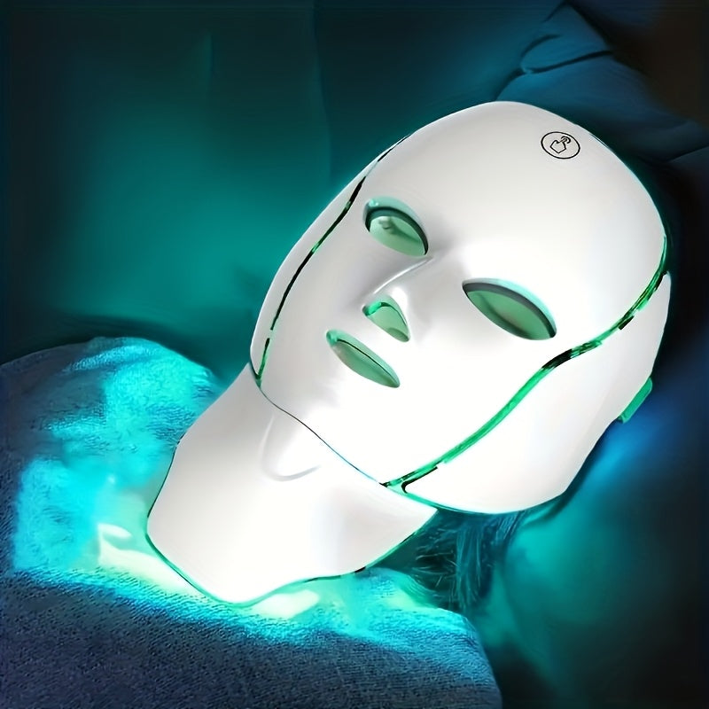 138 Pearl LED Facial Mask Beauty Device, USB Charging 7-In-1 Facial And Neck Care Instrument with 7 Automatic Modes, Designed Specifically for The Face And Neck, Suitable for Home And Travel, Offering Salon-Quality Care
