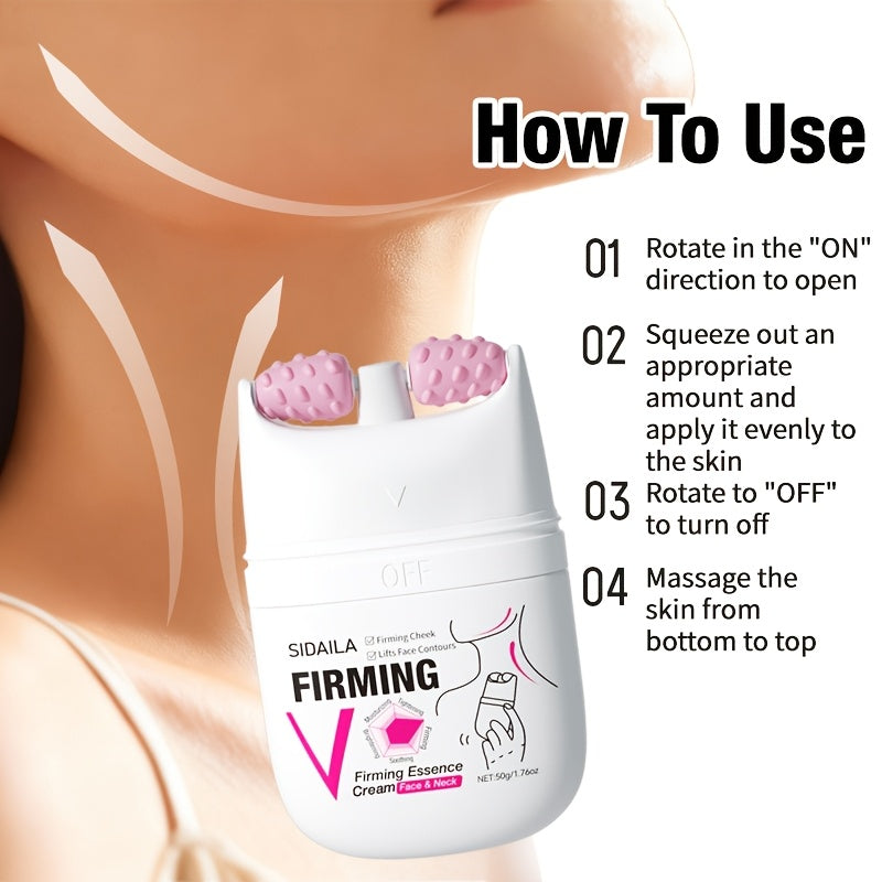 Instant Lifting & Firming Neck Cream 3-in-1 Wrinkle Cream for Neck & Face, Skincare, Lifting, Firming, Smoothing, Minimizes Wrinkles/Fine Lines. Combined with V-Shaped Massage Roller Balls to Accelerate Absorption and Smoothn