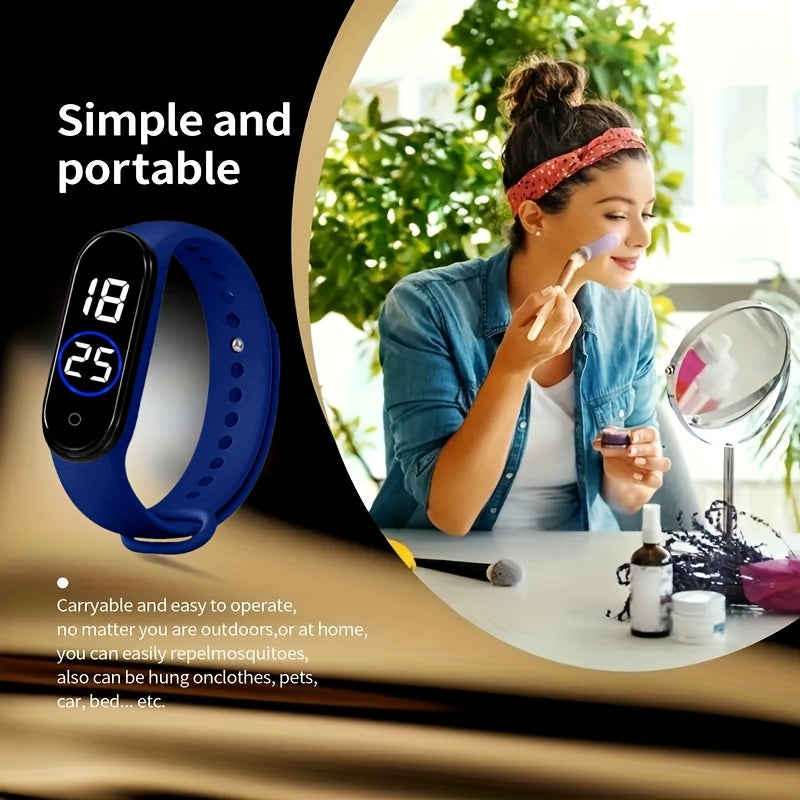 4 PCS Set Household Insect Proof Electronic Watch, Women's Insect Bite Proof Watch, Outdoor Women Men's Mosquito Interference Watch, Summer Mosquito Proof Comfortable to Wear, Non-Toxic and Odorless