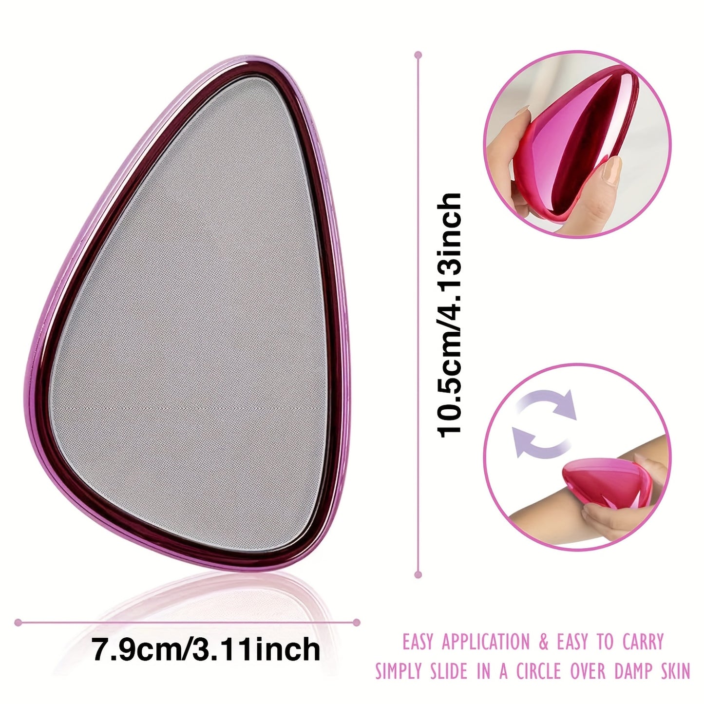 Purple Crystal Hair Removal Device for Both Genders - Gentle Exfoliation, Reusable And Waterproof Tool for Hair Removal, Purple Color for Skin on Back, Arms, And Legs