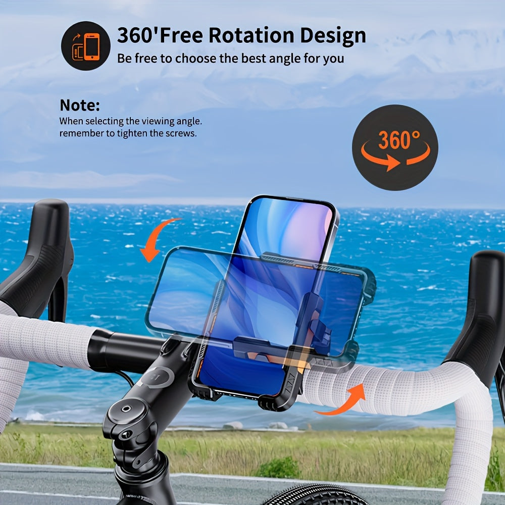 Upgraded Bicycle Phone Holder - Quick Release, 360° Rotation, Suitable for Handlebars of 22-45Mm And Smartphones Ranging from 11.43cm to 17.78cm, Made of Durable Plastic