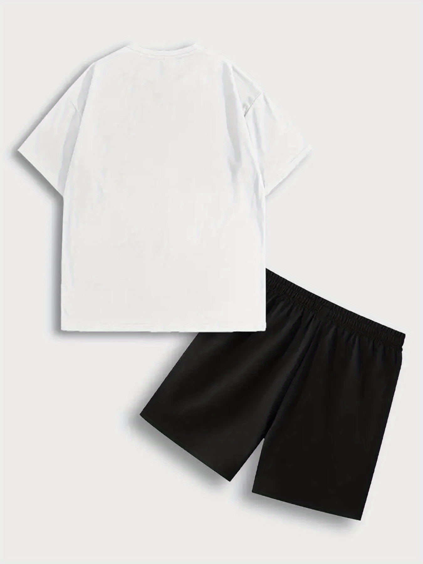 2 PCS Set Freemasonry Logo Print Men's Fashion Casual, Round Neck Short Sleeve T-Shirt and Drawstring Shorts Spring Summer Sportswear Outfit