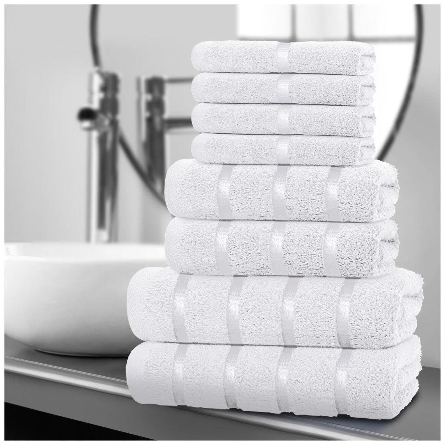 8pcs Egyptian Luxury Cotton Towel Set | Quick-Drying & Highly Absorbent | Includes 4 Face, 2 Hand, 2 Bath Towels | Sophisticated Boston Design | 15 Elegant Colors | Machine Washable