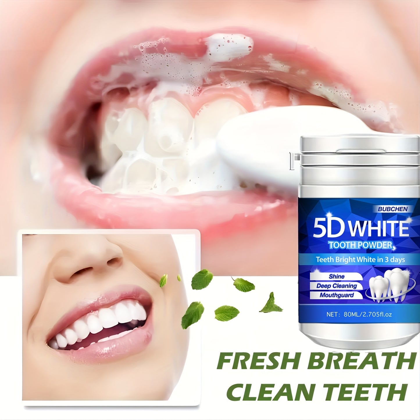 80ML Bottle of 5D Bright Toothpowder, a Deep Cleaning Powder for Teeth, Fresh Breath Purple Toothpaste with Pearl Powder, Perfect for Gifts for Women Men