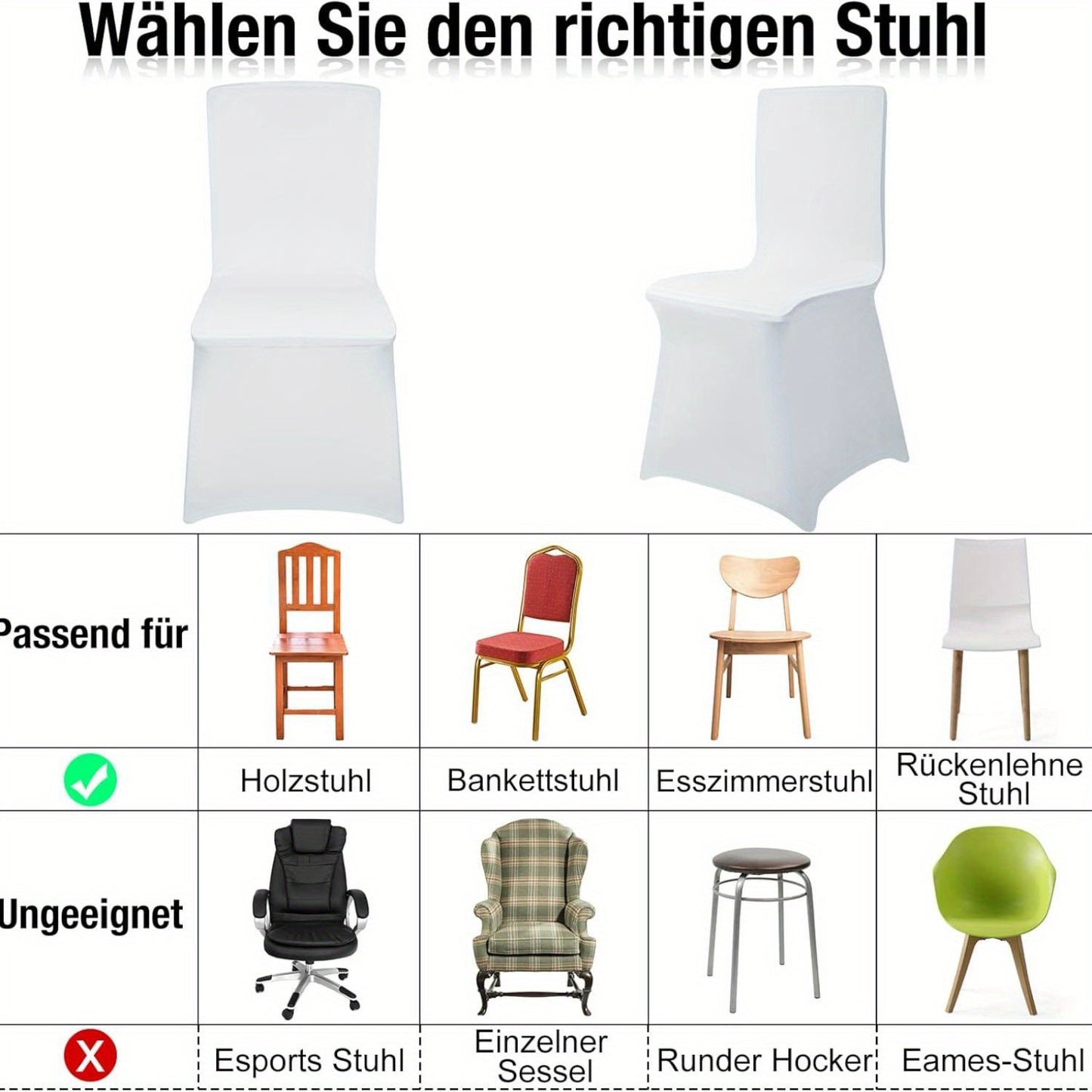 50-100 PCS Set Elegant White Stretch Chair Covers with Bowknot - 50/100pcs Set for Weddings & Parties Birthday Wedding Decoration Home Indoor Outdoor Accessories