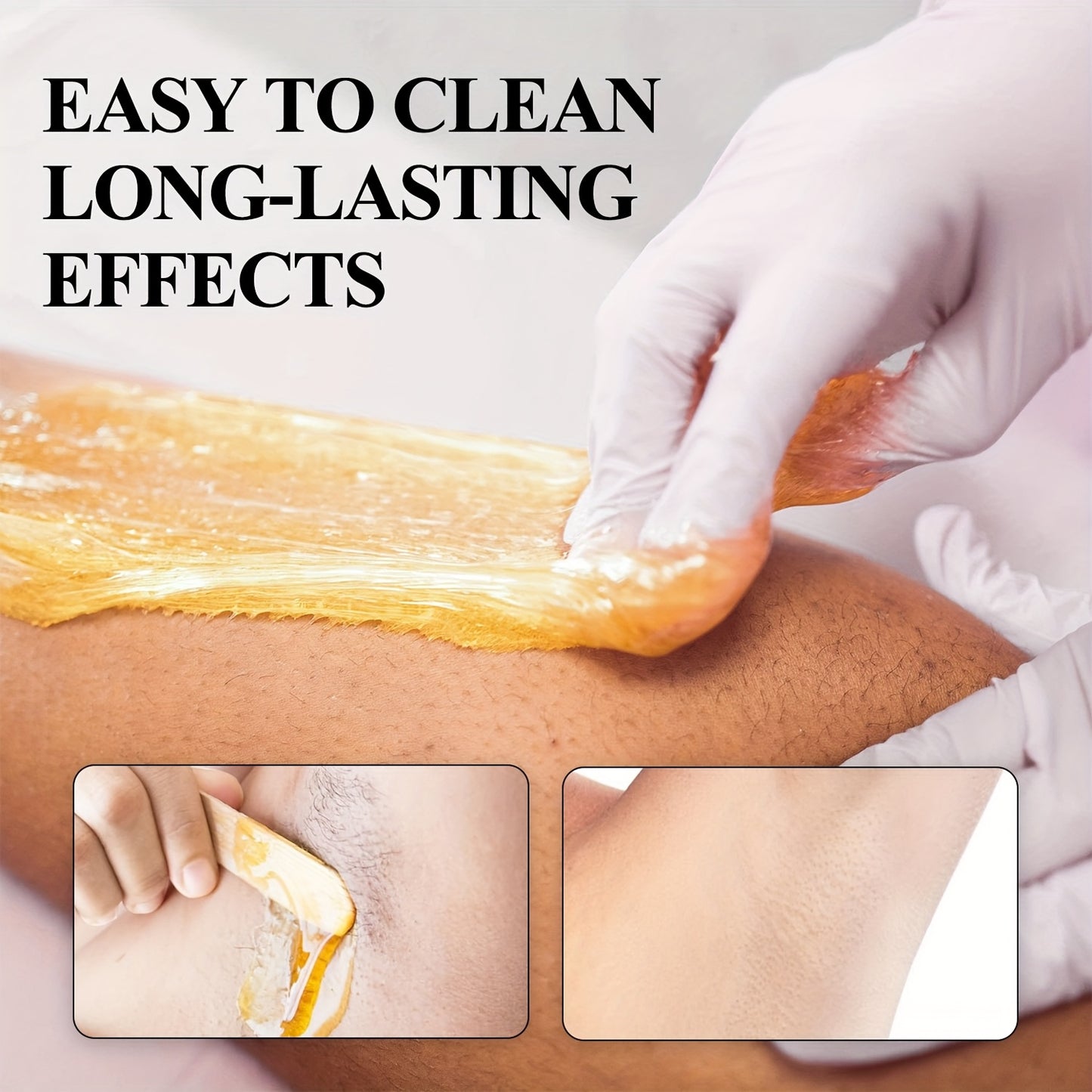 150G/5.29Oz Sugar Wax Hair Removal Kit (Five Wax Strips + Three Wooden Sticks), Features a Gentle And Non-Irritating Formula, Effectively Removes Hair Without Residue, Suitable for The Entire Body, Compatible with Various Hai