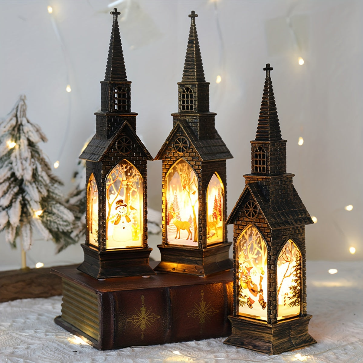 4pcs LED Candle Lights - Battery-Powered Flameless Candles with Warm Glow, for Christmas, Wedding, Party Decorations - Indoor/Outdoor Table Centerpieces, Window Displays - No Batteries Included - Durable Plastic Construction