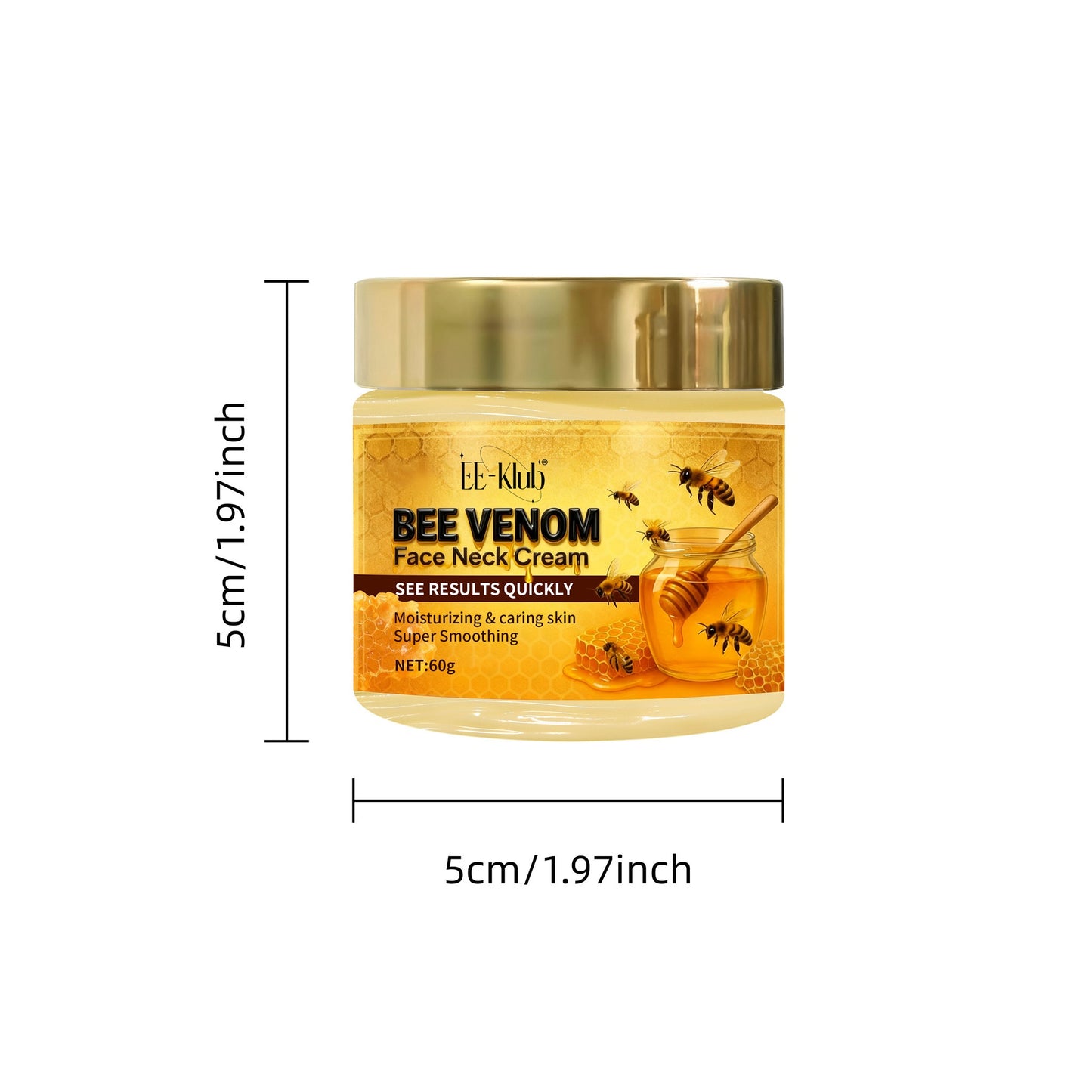 Bee Venom Firming Neck Cream with Light Beige Care Ingredients, Collagen, Bee Toxin, and Hyaluronic Acid to and Fine Lines, Day and Night Use - Light Beige Care, Fashionable Packaging, 60g/2.12oz, Suitable for All Light Beige