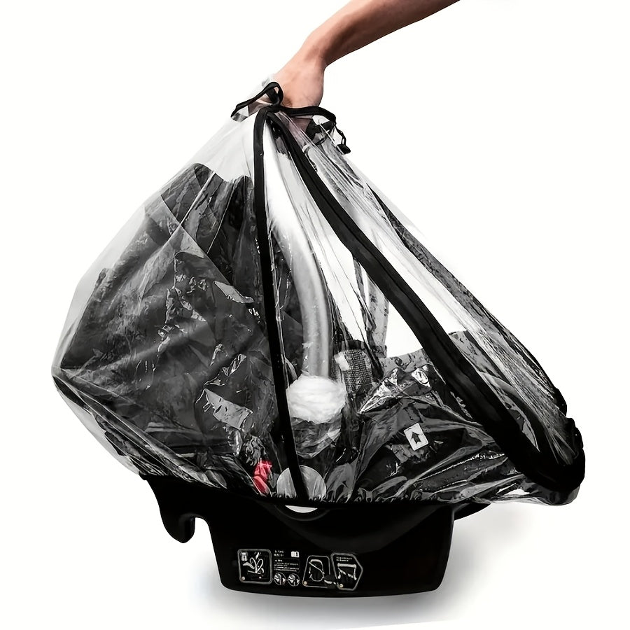 Universal Stroller Rain Cover, Breathable, Windproof, Waterproof, Snowproof, Dustproof Plastic Shield with U-Shape Zipper Door and Side Ventilation, for Old, All-Season Outdoor Protection