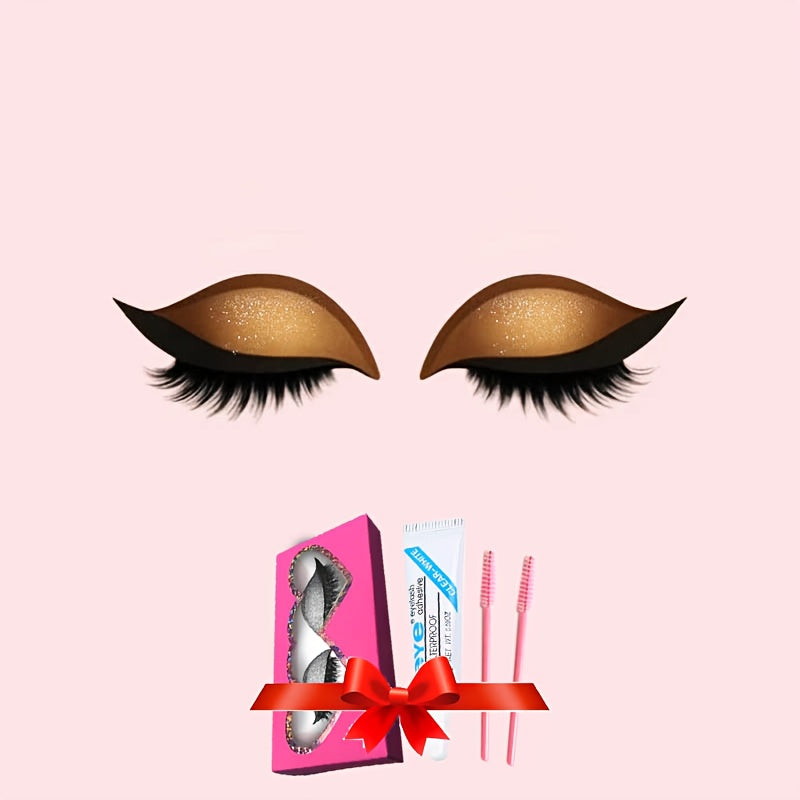 A New Set of Thick, 8 Colors Naturally Curled False Eyelashes with Glitter, Self-Adhesive Eyeliner And Eyeshadow Stickers, Double Eyelid False Lashes, Perfect for Quick Application for Lazy Makeup Routines. It Includes Glue A