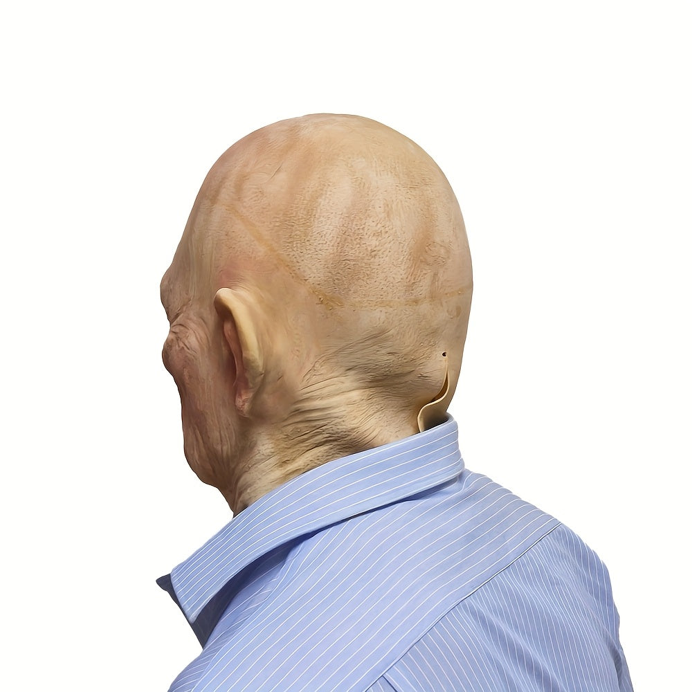 Realistic Male Latex Mask with Wrinkles & Bald Head - Lifelike Old for Man Costume for Male Actors, Dad, Grandpa, One Size Fits Most Adults - Easy to Apply & Remove, Funny Masks For Halloween, Funny Halloween Masks, Adult Hal